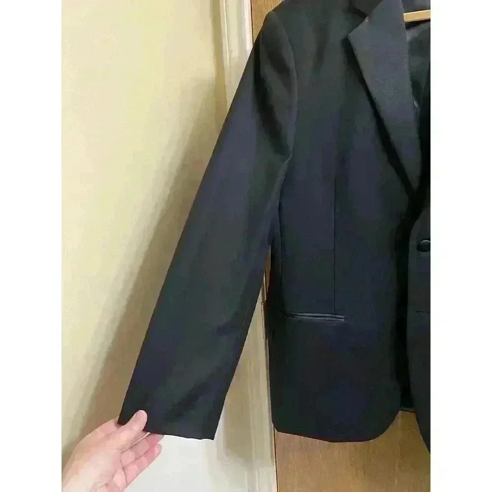 Barassi Merino Wool Men's Black Blazer Jacket Size 42R Performa Stretch *Read*